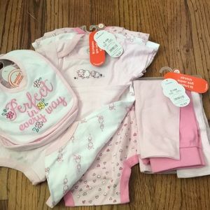 Wonder nation girls set : 3 onesies, pants, bibs